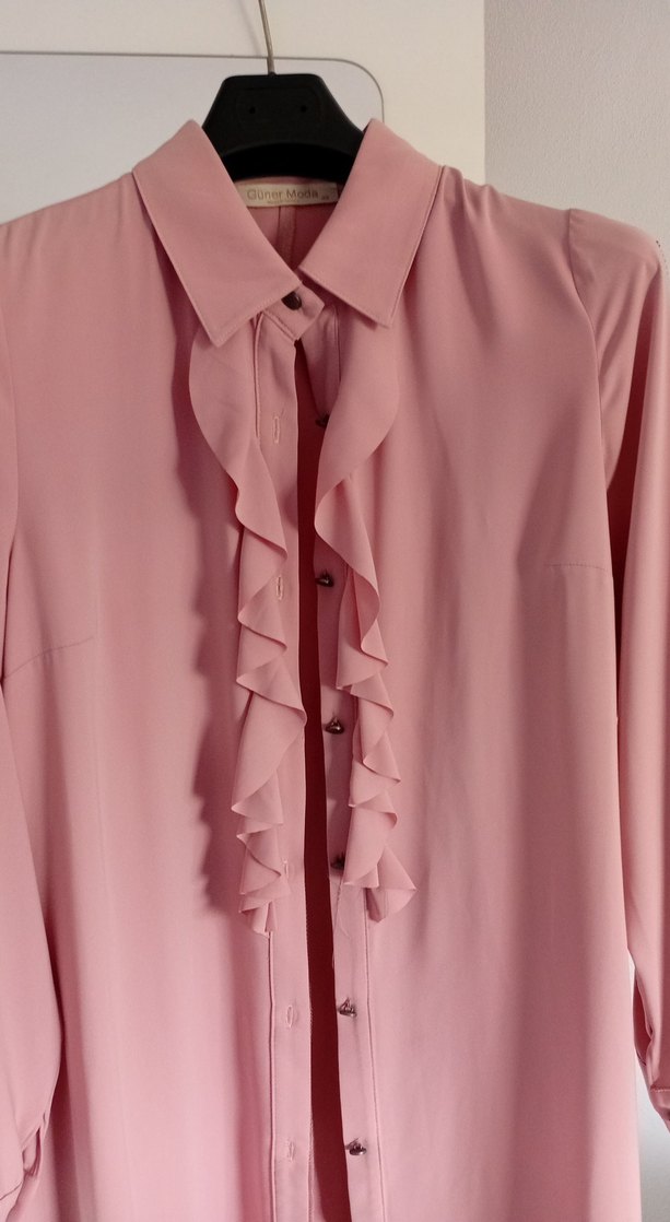 Pembe Uzun Kollu Nakışlı Tunik - Görsel 3