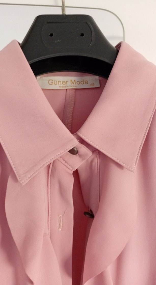 Pembe Uzun Kollu Nakışlı Tunik - Görsel 4