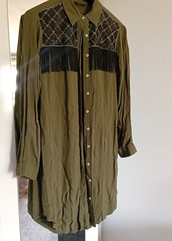 Düğmeli Uzun Kollu Bohem  Tunik - Görsel 5