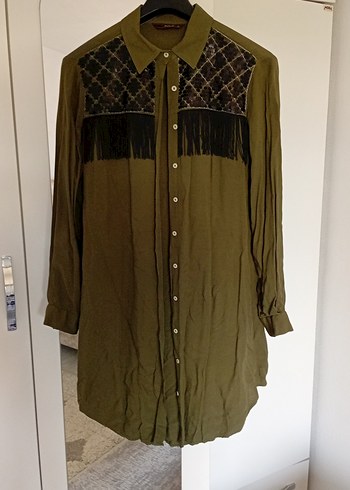 Düğmeli Uzun Kollu Bohem  Tunik - Görsel 2