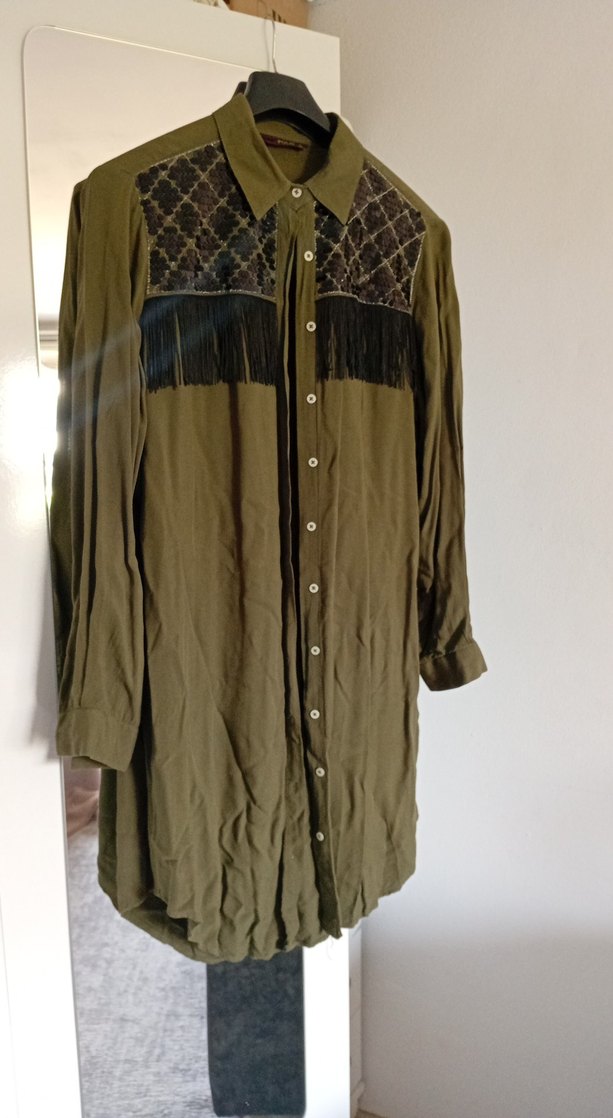 Düğmeli Uzun Kollu Bohem  Tunik - Görsel 5