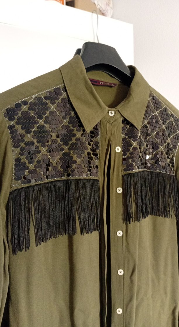 Düğmeli Uzun Kollu Bohem  Tunik - Görsel 3