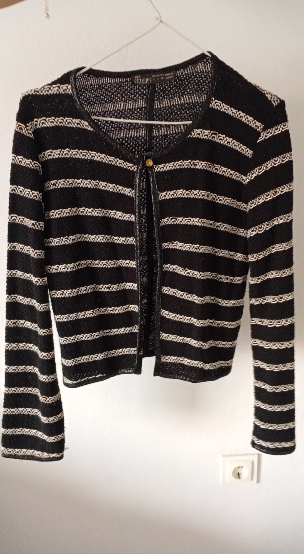 Siyah Çizgili Triko Kadın Hırka - Görsel 2