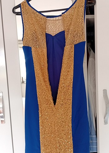 Mavi gold Uzun Abiye Elbise - Görsel 7