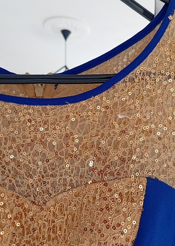 Mavi gold Uzun Abiye Elbise - Görsel 5