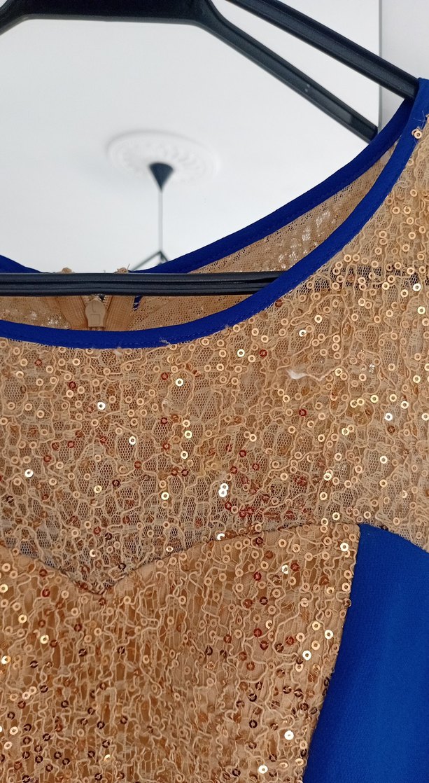 Mavi gold Uzun Abiye Elbise - Görsel 5