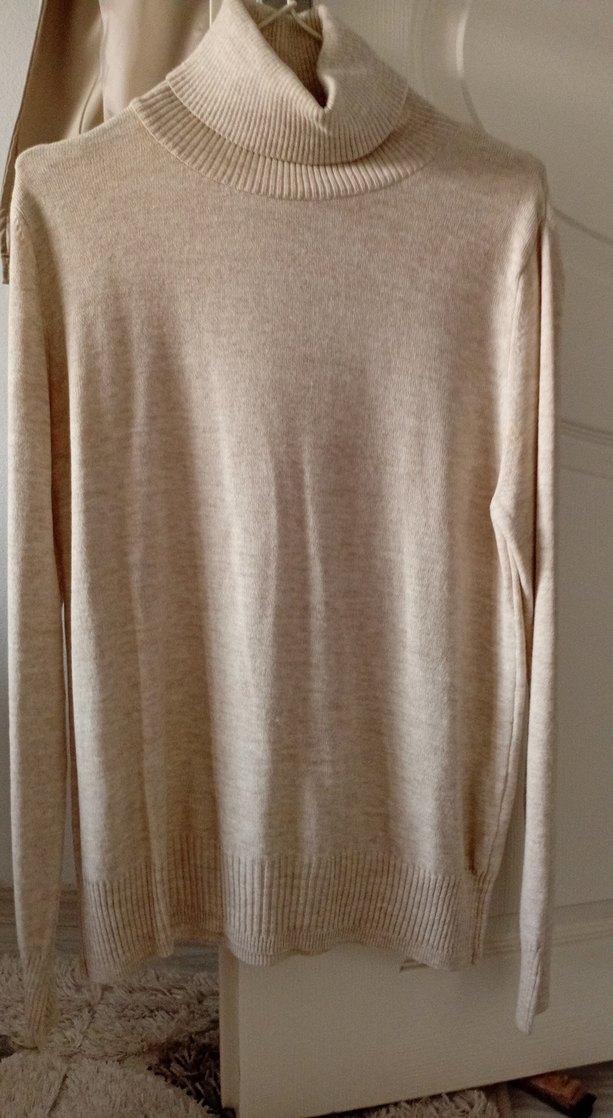 Bej Boğazlı Kadın Triko Kazak - Görsel 2