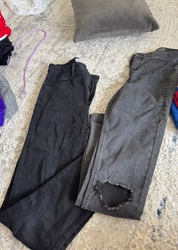 26 Beden Gri Midi Boy Yırtmaçlı Sıkı Kesim Kadın Kot Pantolon