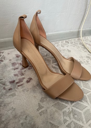 Bej Stiletto Topuklu Kadın Abiye Ayakkabı