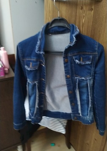 Düğmeli Mavi Denim Kadın Ceket - Görsel 3