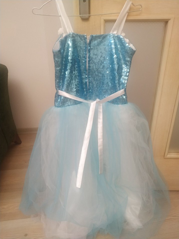 Mavi Parlak Tüllü Kız Çocuk Abiye Elbise - Görsel 2