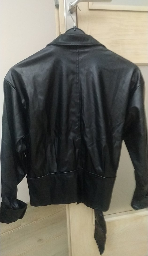 Düğmeli Siyah Deri Kadın Ceket - Görsel 2