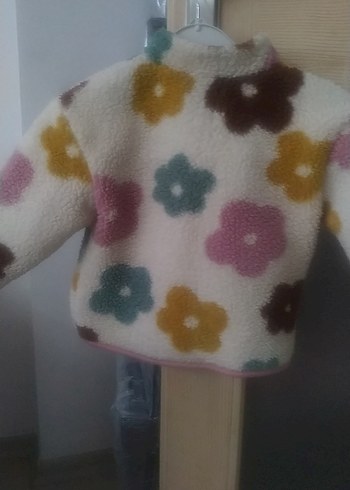 Çiçek Desenli Kız Çocuk Fermuarlı Ceket - Görsel 2