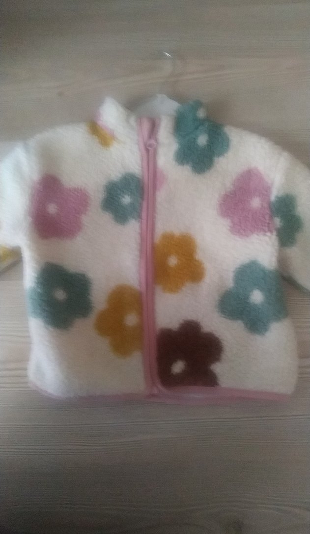 Çiçek Desenli Kız Çocuk Fermuarlı Ceket - Görsel 3