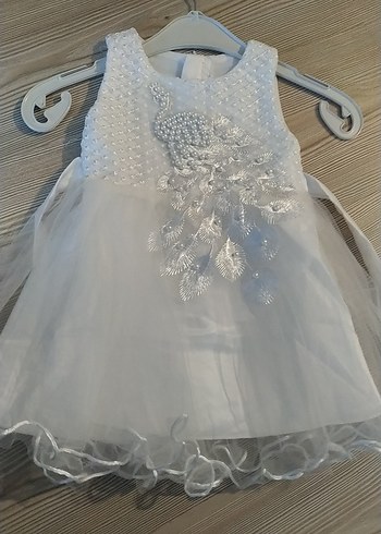 Kız Çocuk Beyaz Dantelli Nakışlı Elbise - Görsel 3