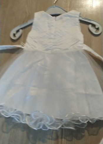 Kız Çocuk Beyaz Dantelli Nakışlı Elbise - Görsel 4