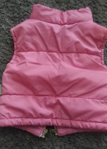 Kız Çocuk Pembe Baskılı Fermuarlı Yelek - Görsel 2