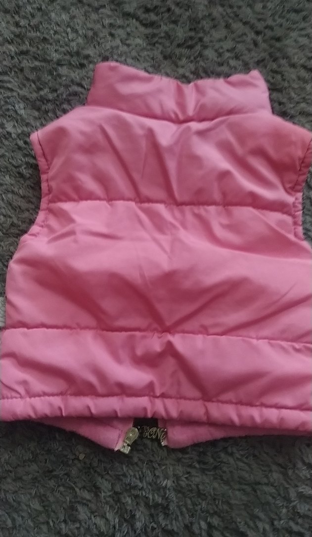 Kız Çocuk Pembe Baskılı Fermuarlı Yelek - Görsel 2