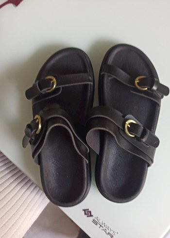 Kahverengi Deri Erkek Sandalet - Görsel 2