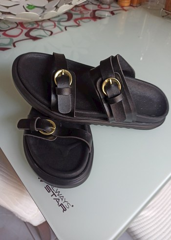 Kahverengi Deri Erkek Sandalet - Görsel 4