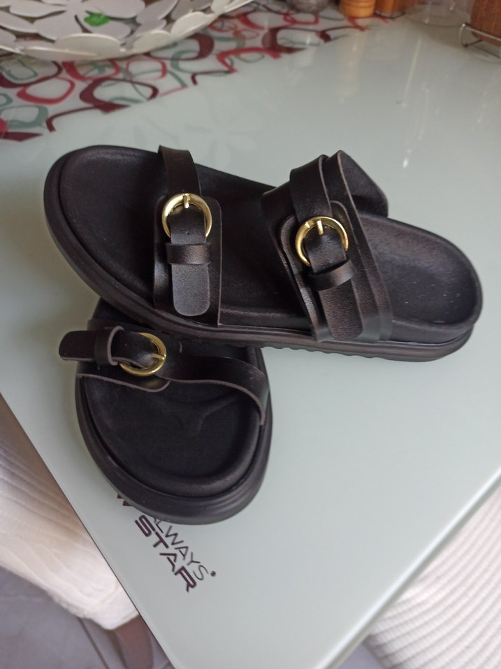 Kahverengi Deri Erkek Sandalet - Görsel 4