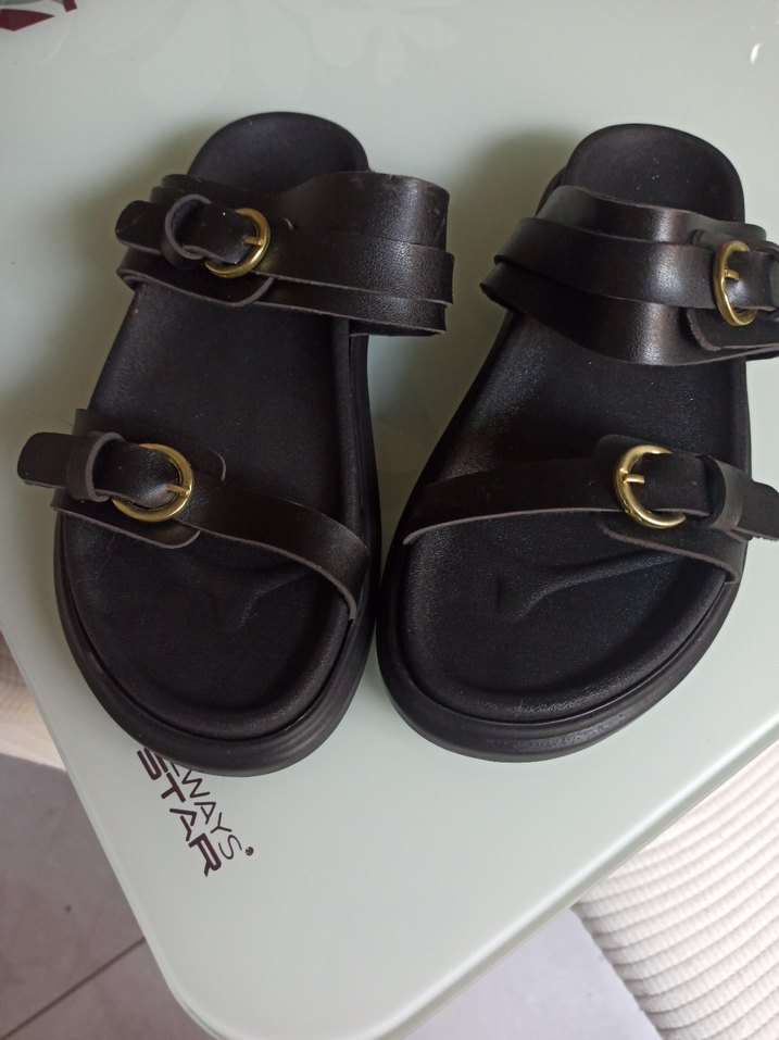 Kahverengi Deri Erkek Sandalet - Görsel 5