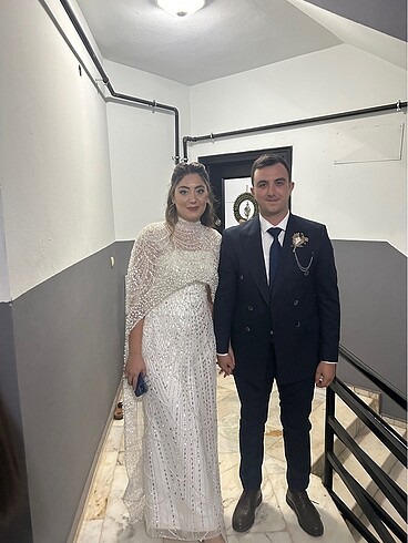 40 Beden beyaz Renk İşlemeli nişan nikah elbisesi
