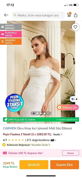 Abiye Nişan Nikah elbisesi Carmen