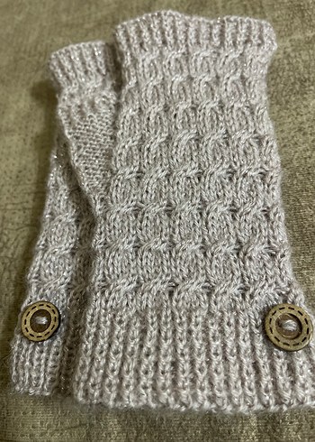 Bej Örgü Kadın Eldiveni - Görsel 3