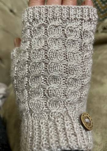 Bej Örgü Kadın Eldiveni - Görsel 2