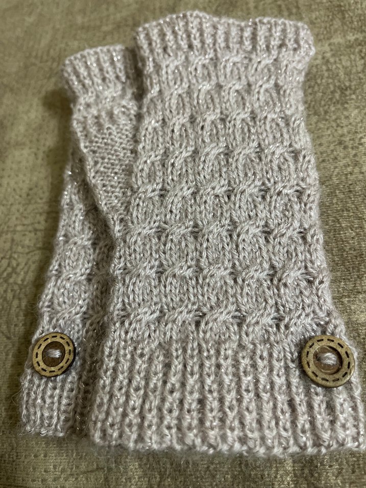 Bej Örgü Kadın Eldiveni - Görsel 3