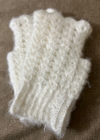 Beyaz Bohem Örgü Kadın Eldiveni - Görsel 2