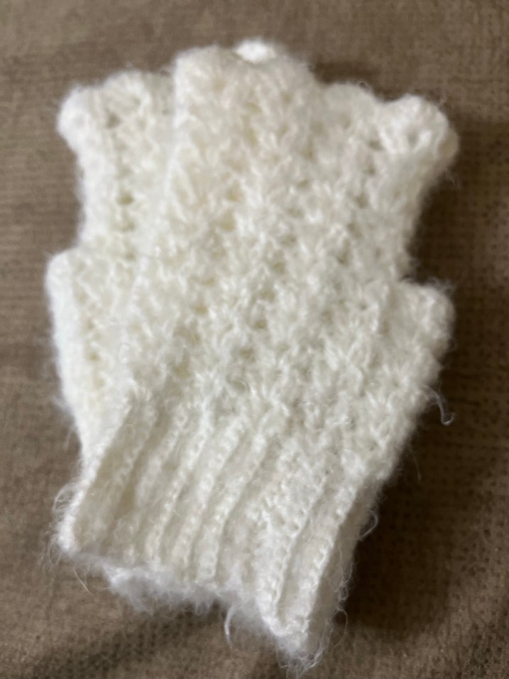 Beyaz Bohem Örgü Kadın Eldiveni - Görsel 2