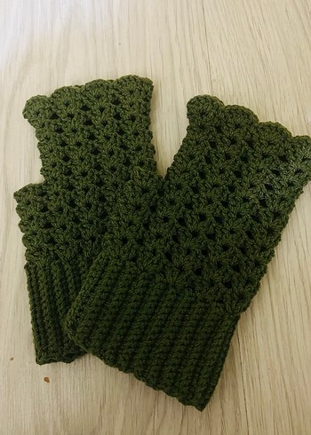 Kadın Örgü Bohem Eldiven - Haki - Görsel 2