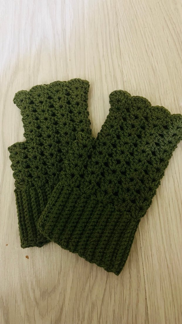 Kadın Örgü Bohem Eldiven - Haki - Görsel 2