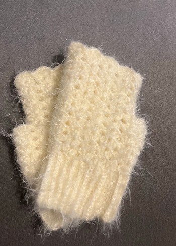 Beyaz Örgü Kadın Eldivenleri - Görsel 2