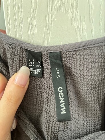 Mango Gri Bluz Muslin Kumas - Görsel 3