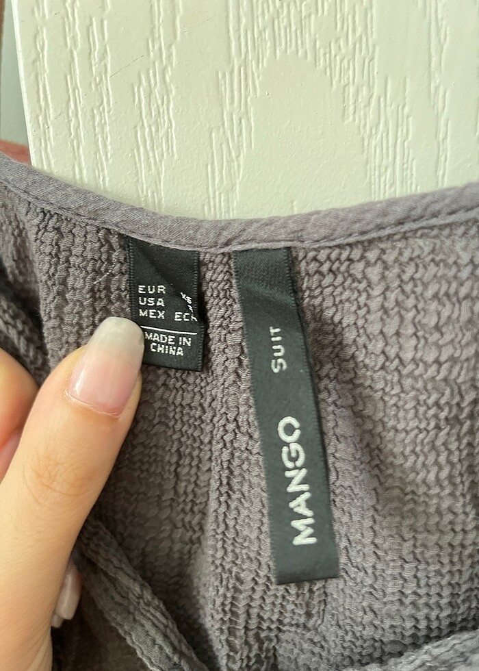 Mango Gri Bluz Muslin Kumas - Görsel 3