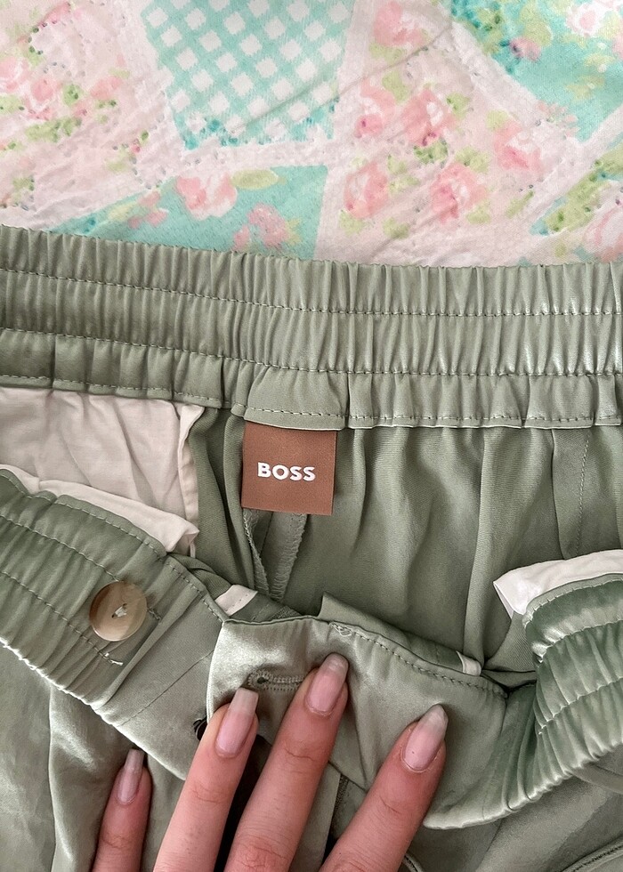 Boss mint yesili ipek kumas pantolon - Görsel 3