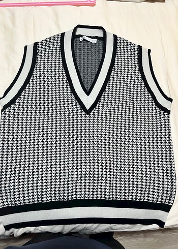 Zara kaz ayağı desenli süveter - Görsel 2