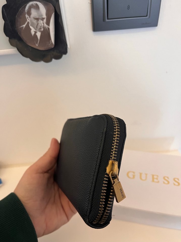 Siyah Deri GUESS Fermuarlı Kadın Cüzdanı - Görsel 3