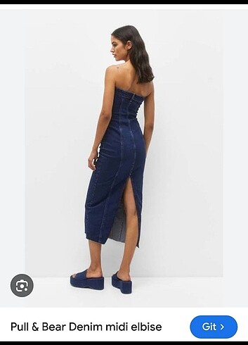 m Beden Pull and bear etiketli denim elbise