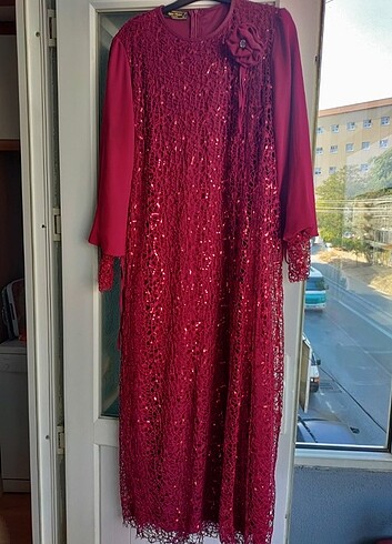 Bordo abiye elbise 