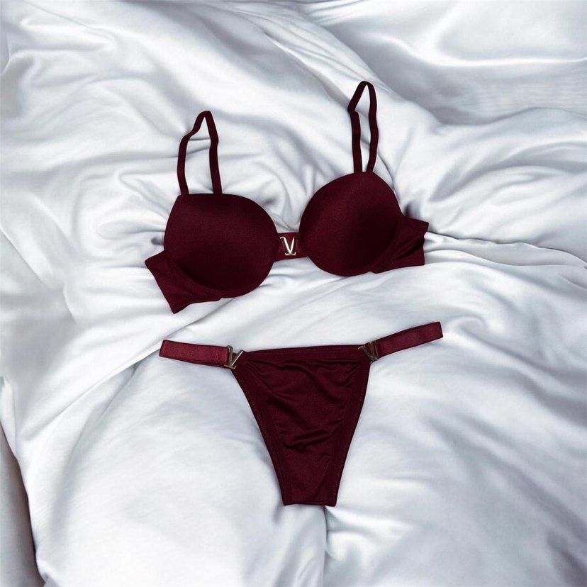 Bordo Minimalist Gotik Sütyen Takımı - Görsel 2