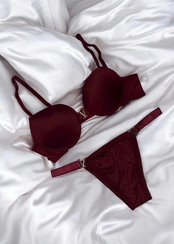 Bordo Gotik Minimalist Sütyen ve Külot Takımı - Görsel 3