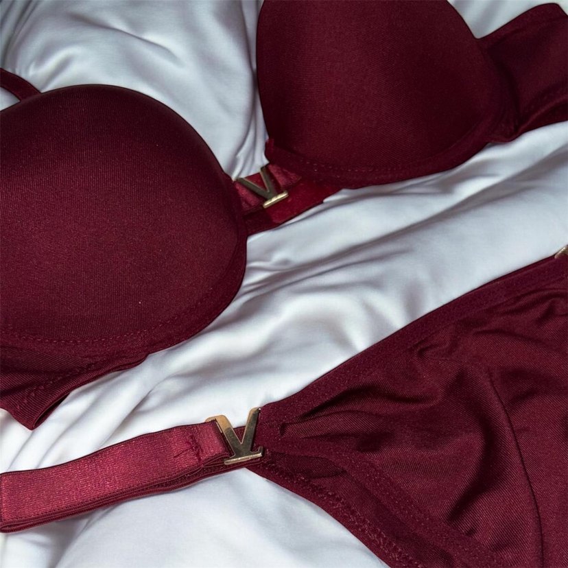 Bordo Minimalist Gotik Sütyen Takımı - Görsel 5