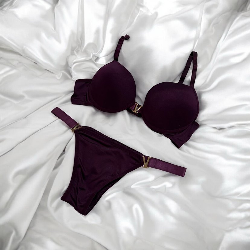 Mürdüm Minimalist Gotik Sütyen Takımı - Görsel 3