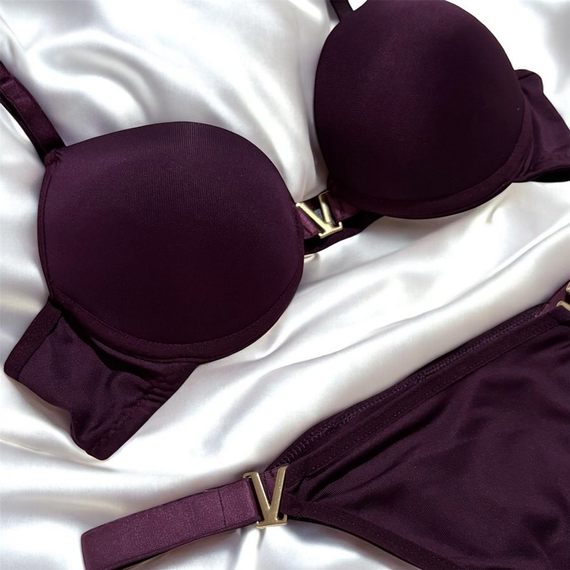 Mürdüm Goth Minimalist Sütyen Takımı - Görsel 2