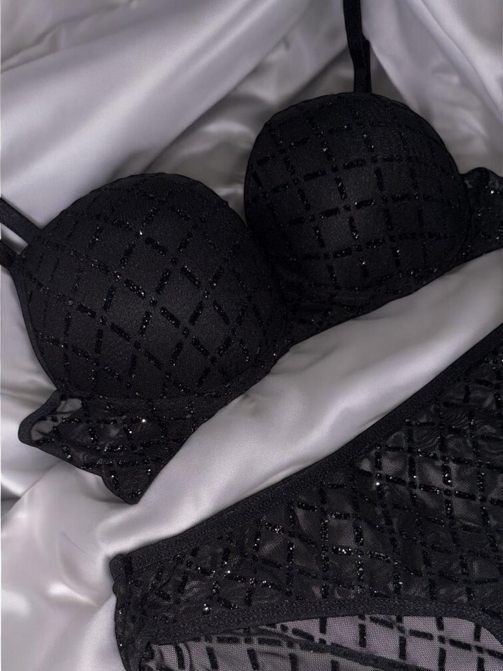 Siyah Gotik Mini Sütyen Takımı - Görsel 2