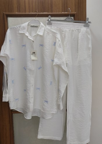 Nakışlı Beyaz Kadın Gömlekli takim - Görsel 2